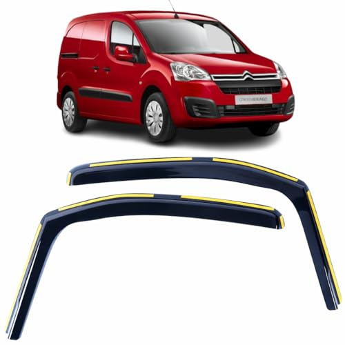 Set Of 2 Wind Deflectors For CITROEN BERLINGO, PEUGEOT PARTNER II 2008 2009 2010 2011 2012 2013 2014 2015 2016 2017 In-Channel Acrylic Side Window Visors-Smoke Tinted Sun & Rain Guards Reflectors.