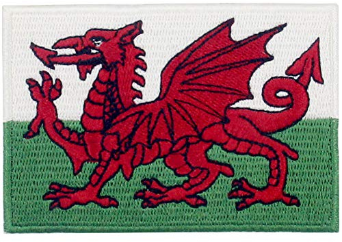 EmbTao Wales Flag Patch Embroidered Welsh Applique Iron On Sew On Emblem