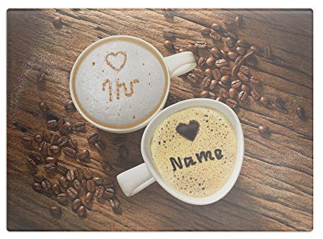 printplanet - XL Glas-Schneidbrett mit Namen oder Text selbst gestalten - XL Frühstücksbrettchen Personalisieren und Bedrucken – Motiv: Kaffee