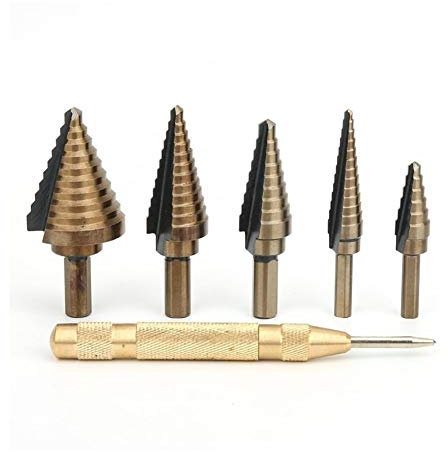 Broca paso HSS cobalto paso taladro de acero de alta velocidad cono paso taladro centro perforador carpintería 5 piezas