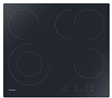 Candy CEH6DXECTT Plaque de cuisson Hi Light, commande mono Touch, 4 zones de cuisson, sans cadre, en verre noir