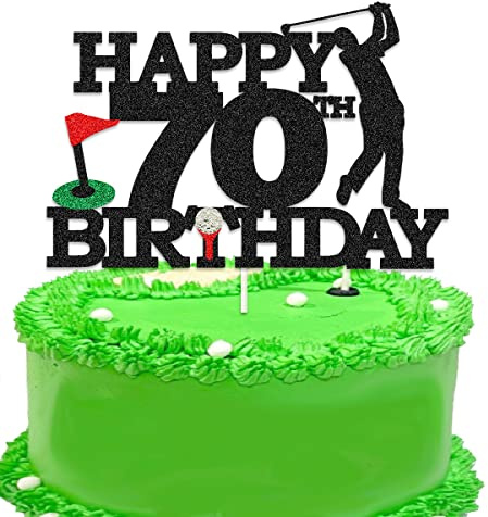 Golf Cake Toppers,70th Happy Birthday Cake Toppers,Golf 70th Happy Birthday Cake Decorations for Golf and 70th Themed Birthday Party