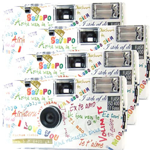 Lot de 4 appareils photo jetables 1A PHOTO PORST I mog di Weiss pour 27 photos, flash, lot de 4