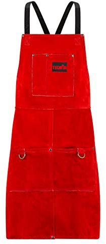Telwin Grembiule per Saldatura, DPI Protezione per il Saldatore in Pellame, Rosso