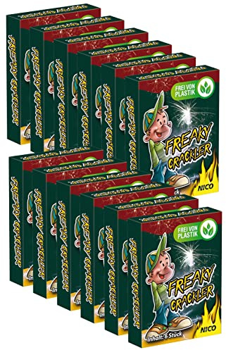 vama 72 Freaky Crackler von Nico Knalltüten Knattertüten mit Crackling und roten Sternen - frei von Plastik - Silvester Feuerwerk Jugendfrei (12 Packungen)
