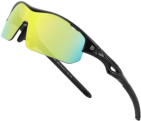 DUCO Sports Jugend Baseball Sonnenbrille für Kinder Unzerbrechlich TR90 Rahmen Leichte Sonnenbrille für Jungen und Mädchen DK261 (Schwarz Rahmen Schwarz Bügel Revo Orange Gläser)