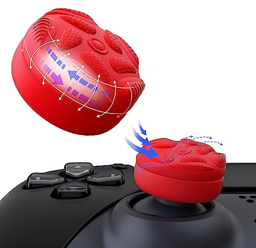 playvital Capuchon Joystick pour ps5/ps4 Manette-Rouge Passion | Protection Joystick pour Xbox Series X/S,Thumbs Cushion Caps pour Xbox One/Elite Series 2,Cover Stick pour Switch Pro
