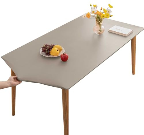 YCDZSW PU-Leder Elastische Gartentischdecke Rechteckig wasserdichte rutschfeste Abwischbar Schmutzabweisend Für Outdoor,Küche Und Esszimmer (Hellgrau,60X120CM)