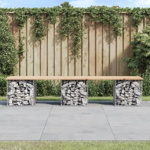 Lechnical Garden Bench Gabion Design 203x44x42 cm Solid Wood Pine,Garden Bench Gabion,Gabion Design,Garden Furniture(SPU:834341)
