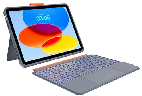 Magitype Schutzhülle mit Tastatur, kompatibel mit iPad der 10. Generation: Bluetooth, kabellos, abnehmbar, magnetisch, wiederaufladbar, schmal, kompakt, abnehmbare Abdeckung mit Trackpad, weiße
