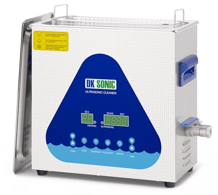 DK SONIC Industrial Ultrasonic Cleaner, 6L 180W Sonic Cleaner with Heater &l Timer, Digital Control for Motorcycle Engines, Carburetors, Chains (Includes Basket)