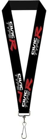 Buckle-Down Honda-Schlüsselband, Civic Typ R, schwarz, weiß, grau, rot, elastisch, schwarz, 111,8 x 2,5 cm
