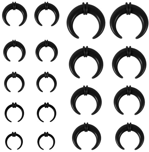 ZS 9 Paar Pincher Tapers Septumringe, Acryl Buffalo Stretcher Expander Piercing Kit zum Dehnen von durchbohrten Nasen Ohr Messgeräten 9 Größe 14G-00G (Schwarz)