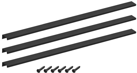sourcing map Schrank-Fingerkantenzug, 3 Stück, 600 mm, Aluminiumlegierung, versteckte Schrankgriffe, für Zuhause, Küche, Schublade, Schrank, Schwarz