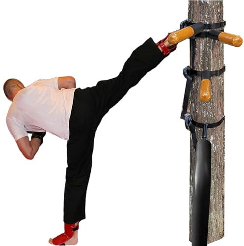 Elitix Wing Chun Dummy Hölzerne Frühlingskampfkunstarme, Tragbare Kung-Fu-Ausrüstung für Taekwondo-Karate-Übungen, Gebündelter Wing-Tsun-Man-Pfahlständer, Freie Kombination