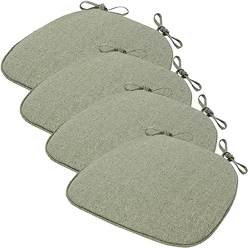 QYANPEN Stuhlkissen für Esszimmer und Küche, Set mit 1/2/4 Stuhlpolstern mit Bändern, rutschfestes Sitzkissen für das Esszimmer mit maschinenwaschbarem Bezug (Farbe: Grün, Größe: 41 x 43 cm (4er-Set