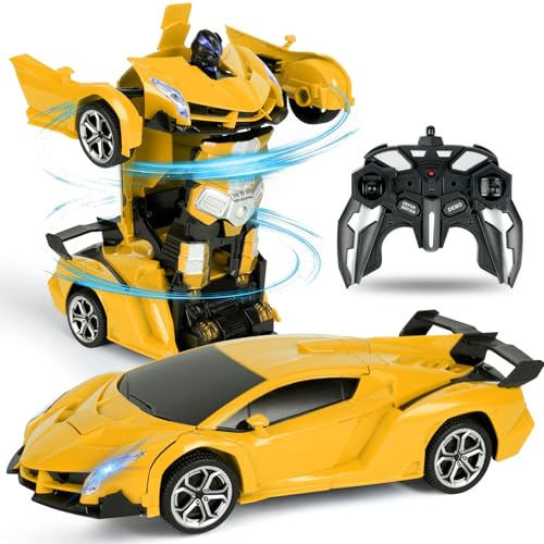 HOTUT Fjärrstyrd bil, 1:18 Transformerande leksaker fjärrkontroll omvandla bil, 2-i-1 Transform robotleksak med 2,4 GHz fjärrkontroll, present för pojkar och flickor från 6+ år