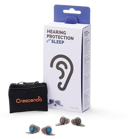 Crescendo Ohrstöpsel zum Schlafen, spezielle Mesh-Filter, 24 dB Geräuschreduzierung, für einen guten Schlaf, dämpft Schnarchen, Verkehr und aufdringliche Geräusche, beste Ohrstöpsel mit eng