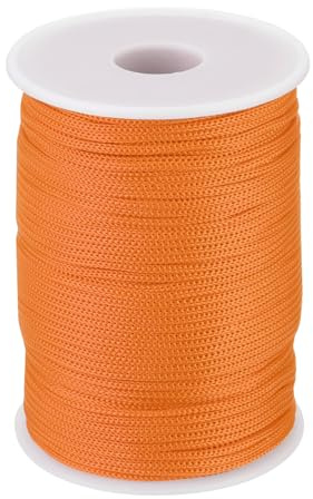 sourcing map Corde tressée en polypropylène de 2 mm - 100 m - Corde utilitaire creuse pour corde à linge, camping, randonnée, extérieur, orange clair