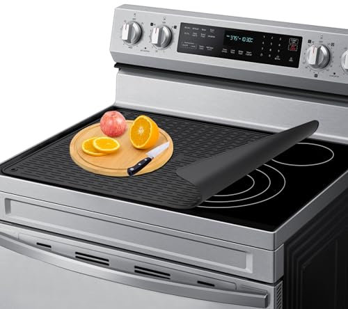 Copertura superiore per stufa elettrica, copertura per stufa 76,2 x 53,3 cm, resistente al calore, tappetino in silicone per stufa in vetro, tappetino scolapiatti per bancone della cucina (XXL-nero)