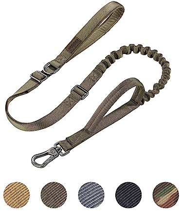 EXCELLENT ELITE SPANKER Taktische Heavy Duty 5-6FT einstellbar kein Zug Militär Bungee Hundeleine elastische Leinen Seil mit 2 gepolsterte Kontrolle Handle für Medium Large X-Large Hund(RGN)