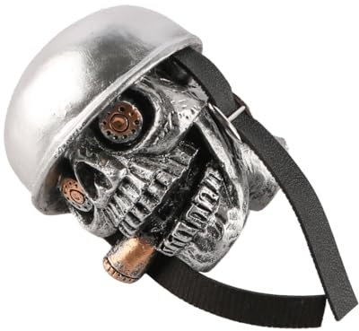 Sarini Skull Soldier Grip Handcrafted Skull Soldier Gear Knob Rust-Proof Car Gear Shift Knob With Screw Sliver Skull Car Stick Shift Knob