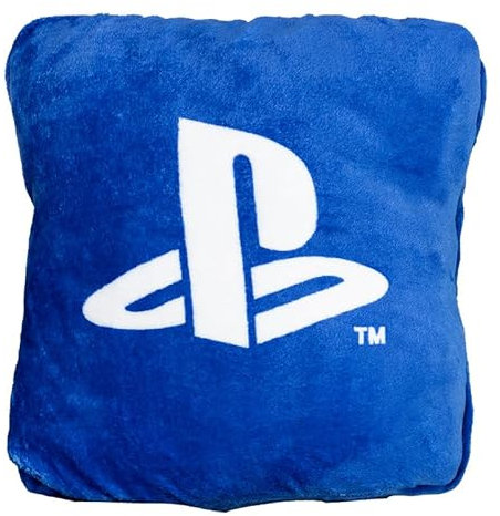 Paladone PlayStation 2-in-1 Cushion Blanket - Officially Licensed Sony Travel Blanket, Foldable Soft Fluffy Throw, Compact Design for Gaming Room or Bedroom Decor, Great for Travelling 120cm x 150cm