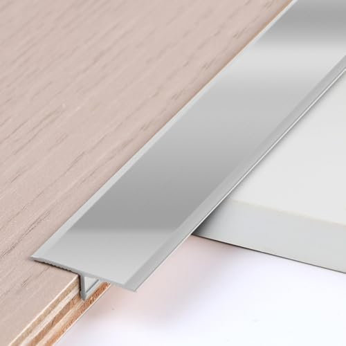 EFUTURETIME 3 Stk. Abdeckleisten T-Profil aus Aluminium für Bodenübergänge, 0.9 m × 2 cm, Eloxierte T-Formleisten als Übergangsschienen für Schwellen Fliesen Holzböden Teppich, Silber