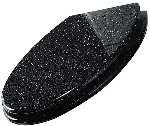 Glitter Resin Toilet Seat with Slow Close Lid Thicken Cover Top Fixing Hinge Quick Release Installation Silver/Black