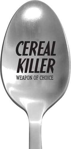Laser Engraved Cereal Killer Stainless Steel Spoon - Funny Novelty Gifts for Him or Her - Birthday and Christmas Stocking Stuffer - Unique Novelty Keepsake and Stocking Filler