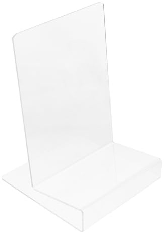 HYTROVE Transparenter Acryl Buchständer L-form 3mm Kleiner Freistehender Bücherhalter Präsentationsständer für Schreibtisch Büro und Einzelhandel