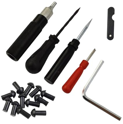 misppro Kit di riparazione pneumatici di alta qualità per auto e moto, in lega di alluminio e gomma, strumento di emergenza per foratura, portatile, compatto e professionale