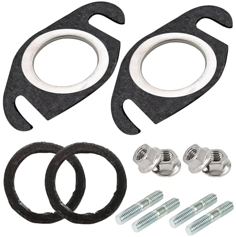 HZZON 12 Stück Auspuffdichtung Set Auspuffdichtung und Auspuff Stehbolzen, Krümmer Dichtung Set 50cc 2T Roller Löcher Achsabstand 48mm für Yamaha Peugeot 2t 50cc 2t Roller
