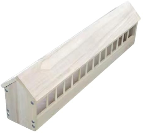 Comedero de palomas de madera con múltiples ranuras para pollos, patos y patos, dispensador de alimentos para pájaros de 60 cm, 80 x 12,5 x 13,5 cm