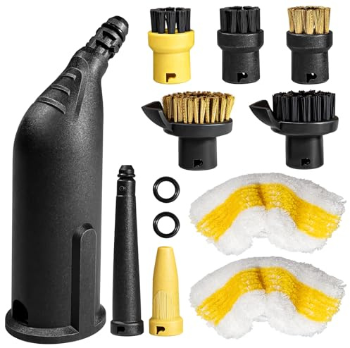 10 Stück für Kärcher Dampfreiniger Zubehör SC1 SC2 SC3 SC4 SC5, Dampfreiniger Bürste Set inkl Verlängerte Düse, Gebogene Düse, Kleine Rundbürste, Handdüse Microfiber Cloth, für Küchenmöbel Boden