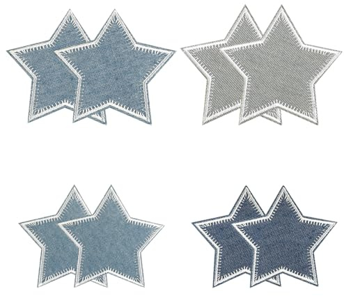 TRKETK 8 Piezas Parches Termoadhesivos Parches de Planchado con Estrellas Decoración para Vaqueros de Estrella Azul Denim para Vaqueros Ropa Chaquetas Camisetas Mochilas y Decoraciones de Reparación