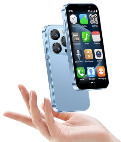Hipipooo 3G Pequeño Teléfono, Mini Smartphone con Pantalla HD de 3,0 Pulgada, Mini Móvil Desbloqueado, Doble SIM, Cámara 5MP, Face ID, WLAN, Cuerpo Delgado, Teléfono de Respaldo (2GB+16GB, Azul)
