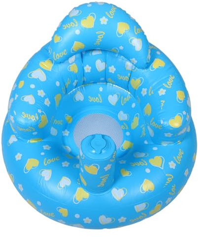 IMIKEYA Asiento Inflable para Bebés Base Estable, Portátil y Ligero, Asiento de Baño y Apoyo para Ñiño en Pvc Azul, Adecuado para Uso Interior, Exterior y Viajes