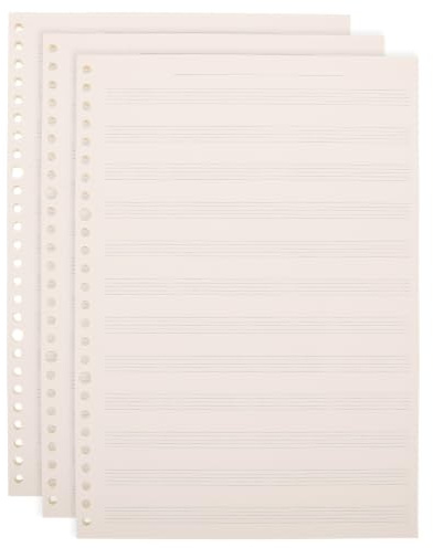 USHOBE 3 Stück Notenheft für Gitarrenanfänger mit 60 Blättern pro Heft Abnehmbares Lose Blatt Design und Verschleißfestem Papier für Klare Noten