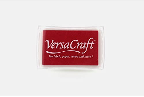 Tsukineko VersaCraft Stempelkissen - Rot, Poppy Red - Groß - Wasserbasis, Deckend, Beständig gegen Ausbleichen - Embossing