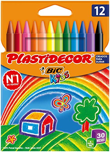 Bic Plastidecor farbig Wachsmalstifte, Klassisch, 12 Stück (1er Pack)