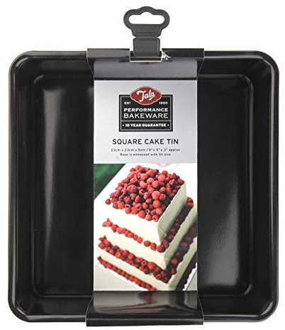 Tala Performance, Loose Base Square Cake Tin, Professional Gauge Carbon Steel with Eclipse Non-Stick Coating, 24.5x24.5x7.5 cm Cake Pan; Cake Pan, Ideal for Bakes and Celebration Cakes