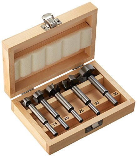 Edessö 146915035 Zapfenschneider Inhalt 15/20/25 und 30 mm Forstnerbohrer-Set in Holzkiste, Silber