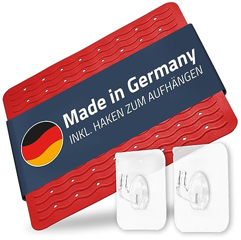 RIDDER – Duscheinlage Playa ca. 54x54cm, rot, 100% TPE | Made in Germany Duschmatte aus hautfreundlichem TPE. Maschinenfeste Antirutschmatte mit Saugnäpfen & Ablauföffnungen