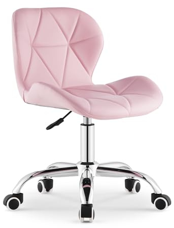 TUKAILAi Silla de Oficina de Piel sintética, Silla de Escritorio Altura Ajustable Ergonómica, Silla Escritorio Juvenil Rueda Transpirable para Estudio Cadeira Escritorio (Rosa)