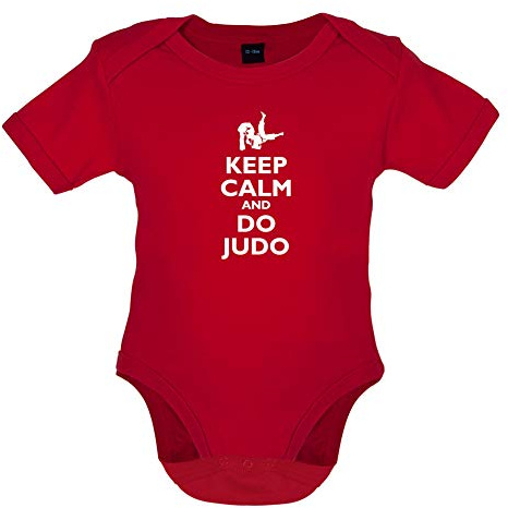 Keep Calm and Do Judo - Organic Babygrow/Body Suit - Red - 12-18 Months