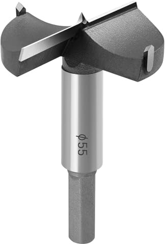 Flintronic Professional ForstnerBohrer, 55mm Forstner Bit, Forstner Cutter | mit Rundschaft, Forstner Bohrer für Holz, Zubehör Bohrmaschine für Holzbearbeitung (Ø55 mm, Länge 80mm)