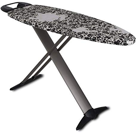 Table à Repasser Pliable Tiffany en Aluminium 130x47 cm Hauteur réglable jusqu'à 100 cm avec Repose-Fer et Support Centrale Vapeur