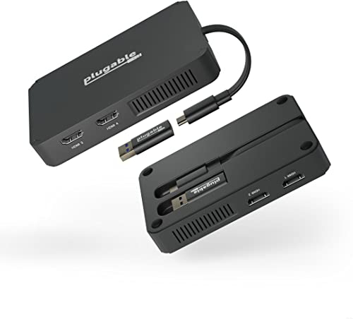 Plugable 4 HDMI Multi Monitor Adapter, USB 3.0 or USB C to HDMI Adapter, Compatible with Windows and Mac, Quad Adapter Supports 1920x1080@60Hz
