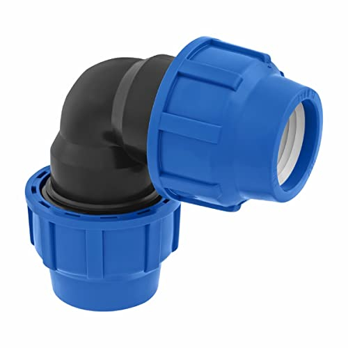 Raccordo a 90 gradi a Compressione 32 mm x 32mm – Raccordi per tubo dell’aqua a Gomito PP PN16 - Connettori per Tubi PE80, PE100 – 1 pezzo - SmartProduct